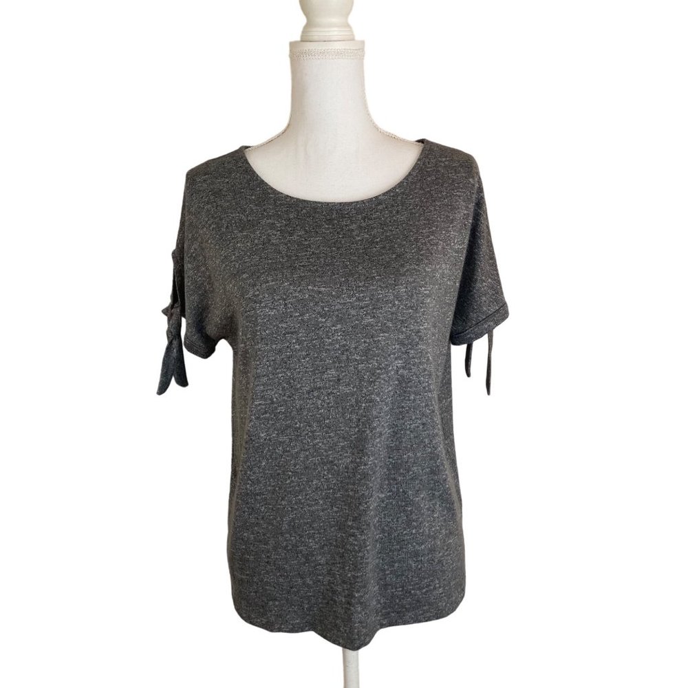 a.new.day Grey Tie Sleeve Top M